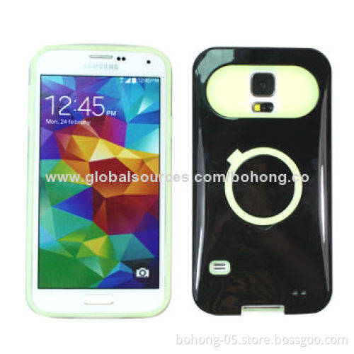 Luminous Case for Samsung S5, PC + Silicone, Back with Kickstand, Various Colors Available